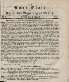 Amts-Blatt der Königlichen Regierung zu Danzig, 3. August 1864, Nr. 31