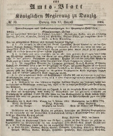 Amts-Blatt der Königlichen Regierung zu Danzig, 17. August 1864, Nr. 33