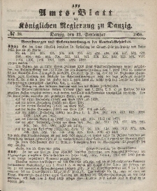 Amts-Blatt der Königlichen Regierung zu Danzig, 21. September 1864, Nr. 38