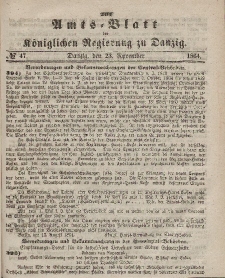 Amts-Blatt der Königlichen Regierung zu Danzig, 23. November 1864, Nr. 47