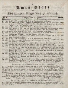 Amts-Blatt der Königlichen Regierung zu Danzig, 2. Januar 1861, Nr. 1