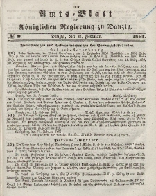 Amts-Blatt der Königlichen Regierung zu Danzig, 27. Februar 1861, Nr. 9