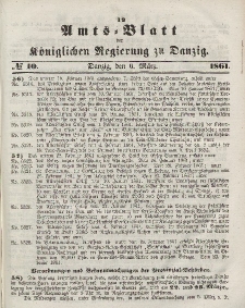 Amts-Blatt der Königlichen Regierung zu Danzig, 6. März 1861, Nr. 10