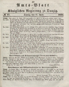 Amts-Blatt der Königlichen Regierung zu Danzig, 24. April 1861, Nr. 17