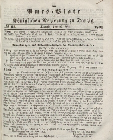Amts-Blatt der Königlichen Regierung zu Danzig, 22. Mai 1861, Nr. 21