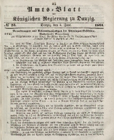 Amts-Blatt der Königlichen Regierung zu Danzig, 5. Juni 1861, Nr. 23