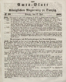 Amts-Blatt der Königlichen Regierung zu Danzig, 17. Juli 1861, Nr. 29