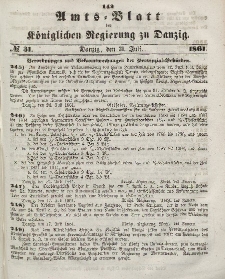 Amts-Blatt der Königlichen Regierung zu Danzig, 31. Juli 1861, Nr. 31