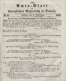 Amts-Blatt der Königlichen Regierung zu Danzig, 11. September 1861, Nr. 37