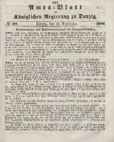 Amts-Blatt der Königlichen Regierung zu Danzig, 25. September 1861, Nr. 39