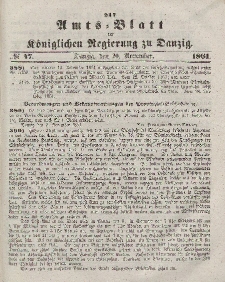 Amts-Blatt der Königlichen Regierung zu Danzig, 20. November 1861, Nr. 47