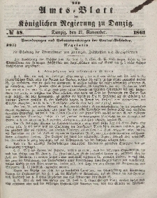 Amts-Blatt der Königlichen Regierung zu Danzig, 27. November 1861, Nr. 48