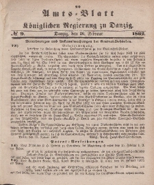 Amts-Blatt der Königlichen Regierung zu Danzig, 26. Februar 1862, Nr. 9