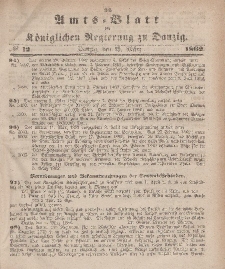 Amts-Blatt der Königlichen Regierung zu Danzig, 19. März 1862, Nr. 12