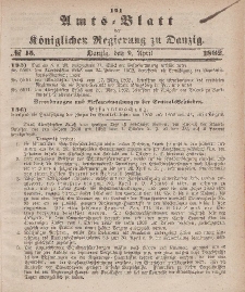 Amts-Blatt der Königlichen Regierung zu Danzig, 9. April 1862, Nr. 15