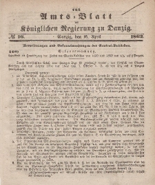Amts-Blatt der Königlichen Regierung zu Danzig, 16. April 1862, Nr. 16