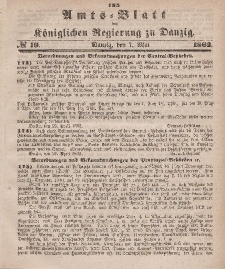 Amts-Blatt der Königlichen Regierung zu Danzig, 7. Mai 1862, Nr. 19