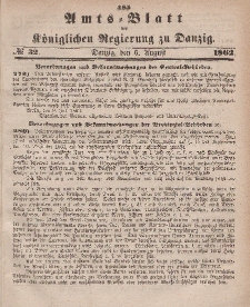 Amts-Blatt der Königlichen Regierung zu Danzig, 6. August 1862, Nr. 32