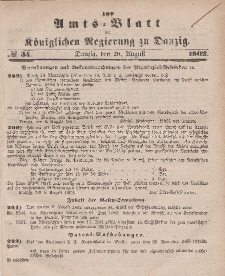 Amts-Blatt der Königlichen Regierung zu Danzig, 20. August 1862, Nr. 34