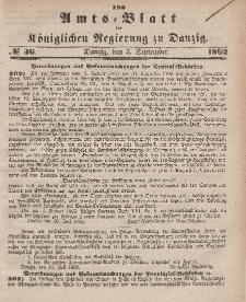 Amts-Blatt der Königlichen Regierung zu Danzig, 3. September 1862, Nr. 36