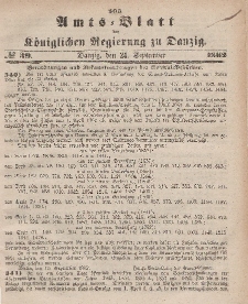 Amts-Blatt der Königlichen Regierung zu Danzig, 24. September 1862, Nr. 39