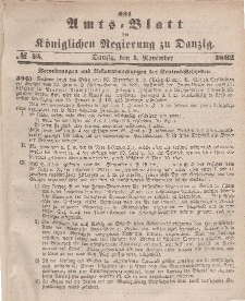 Amts-Blatt der Königlichen Regierung zu Danzig, 5. November 1862, Nr. 45