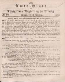 Amts-Blatt der Königlichen Regierung zu Danzig, 12. November 1862, Nr. 46