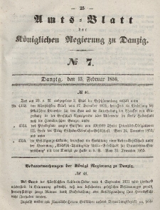 Amts-Blatt der Königlichen Regierung zu Danzig, 13. Februar 1856, Nr. 7