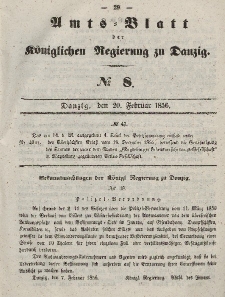 Amts-Blatt der Königlichen Regierung zu Danzig, 20. Februar 1856, Nr. 8