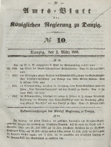 Amts-Blatt der Königlichen Regierung zu Danzig, 5. März 1856, Nr. 10