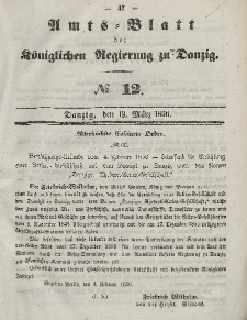 Amts-Blatt der Königlichen Regierung zu Danzig, 19. März 1856, Nr. 12