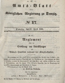 Amts-Blatt der Königlichen Regierung zu Danzig, 23. April 1856, Nr. 17