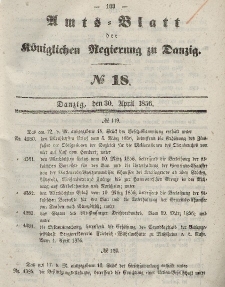 Amts-Blatt der Königlichen Regierung zu Danzig, 30. April 1856, Nr. 18
