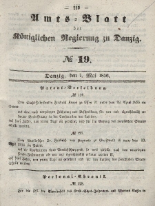 Amts-Blatt der Königlichen Regierung zu Danzig, 7. Mai 1856, Nr. 19