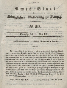 Amts-Blatt der Königlichen Regierung zu Danzig, 14. Mai 1856, Nr. 20