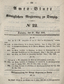 Amts-Blatt der Königlichen Regierung zu Danzig, 28. Mai 1856, Nr. 22