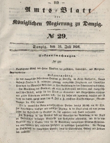 Amts-Blatt der Königlichen Regierung zu Danzig, 16. Juli 1856, Nr. 29