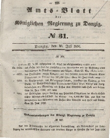 Amts-Blatt der Königlichen Regierung zu Danzig, 30. Juli 1856, Nr. 31