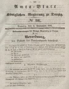 Amts-Blatt der Königlichen Regierung zu Danzig, 3. September 1856, Nr. 36