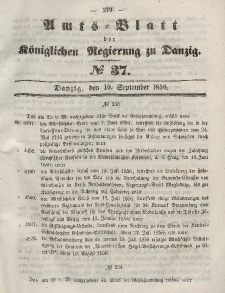 Amts-Blatt der Königlichen Regierung zu Danzig, 10. September 1856, Nr. 37