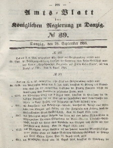 Amts-Blatt der Königlichen Regierung zu Danzig, 24. September 1856, Nr. 39