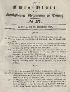 Amts-Blatt der Königlichen Regierung zu Danzig, 19. November 1856, Nr. 47