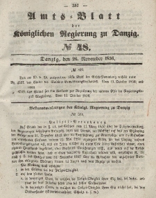 Amts-Blatt der Königlichen Regierung zu Danzig, 26. November 1856, Nr. 48