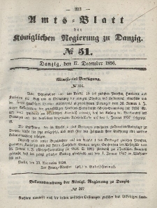 Amts-Blatt der Königlichen Regierung zu Danzig, 17. Dezember 1856, Nr. 51