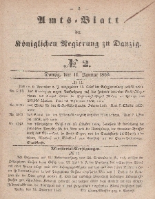 Amts-Blatt der Königlichen Regierung zu Danzig, 11. Januar 1860, Nr. 2