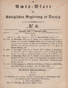 Amts-Blatt der Königlichen Regierung zu Danzig, 1. Februar 1860, Nr. 5