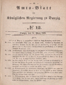 Amts-Blatt der Königlichen Regierung zu Danzig, 21. März 1860, Nr. 12