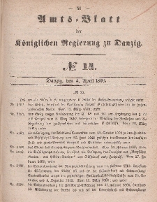 Amts-Blatt der Königlichen Regierung zu Danzig, 4. April 1860, Nr. 14