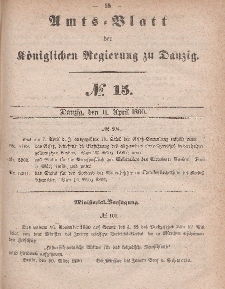 Amts-Blatt der Königlichen Regierung zu Danzig, 11. April 1860, Nr. 15