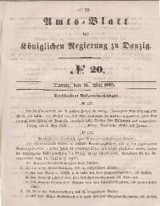 Amts-Blatt der Königlichen Regierung zu Danzig, 16. Mai 1860, Nr. 20